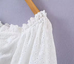 Women's Puff Sleeve Lace Up Slim Fit Short Small Shirt