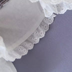 Women's Puff Sleeve Lace Up Slim Fit Short Small Shirt