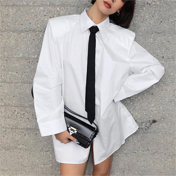 Long Cotton Tie-Front Shirt