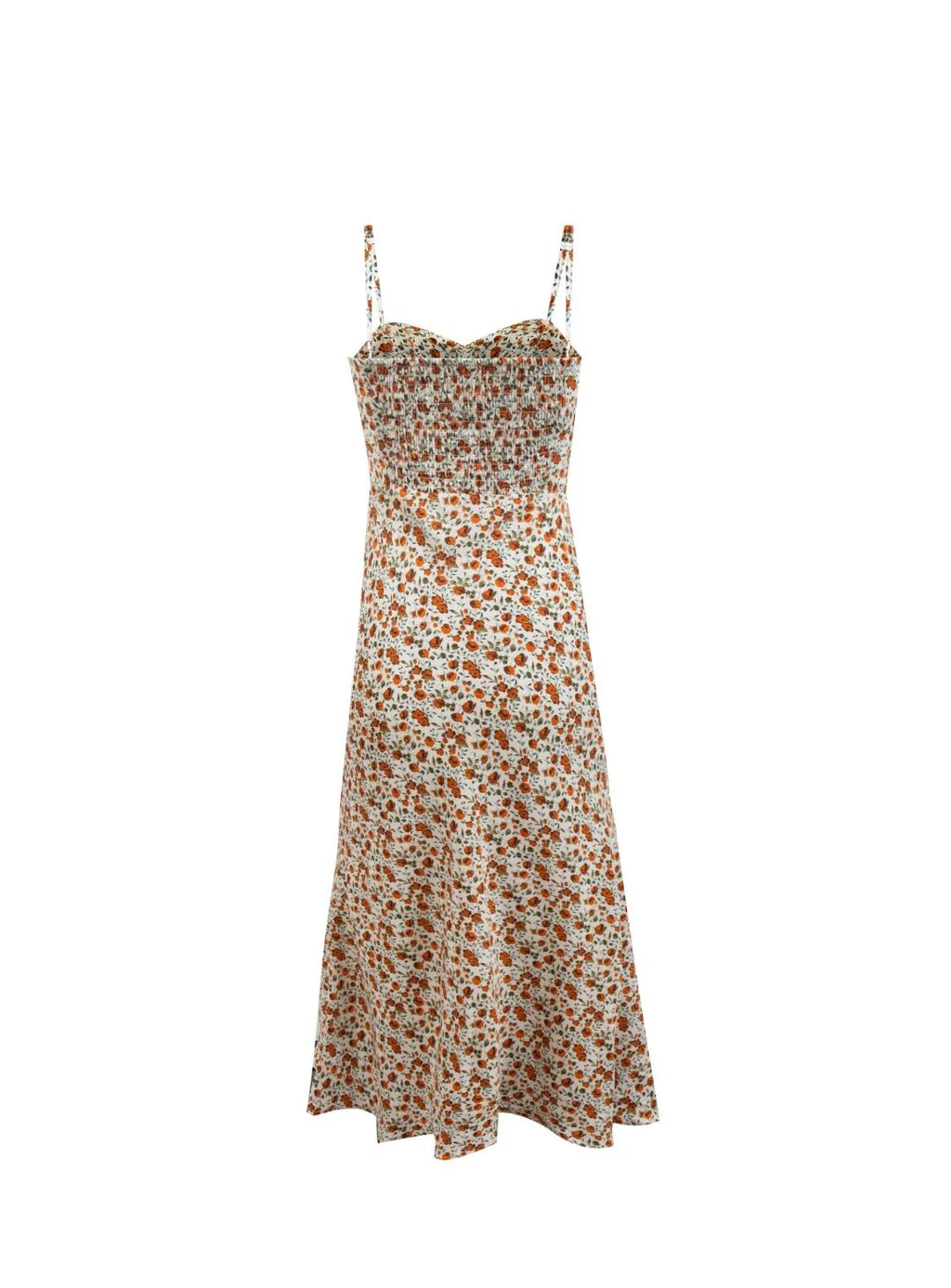 Seaside Sling Midi Chest Pleated Lace-Up Print Slip Dress Summer
