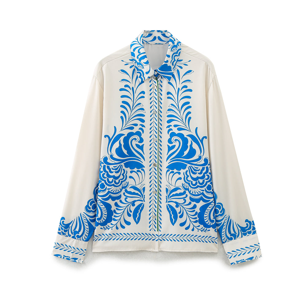Women’s Satin Collared Button Shirt