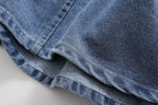 V-Neck Lace-Up Sleeveless Denim A-Line Mini Dress