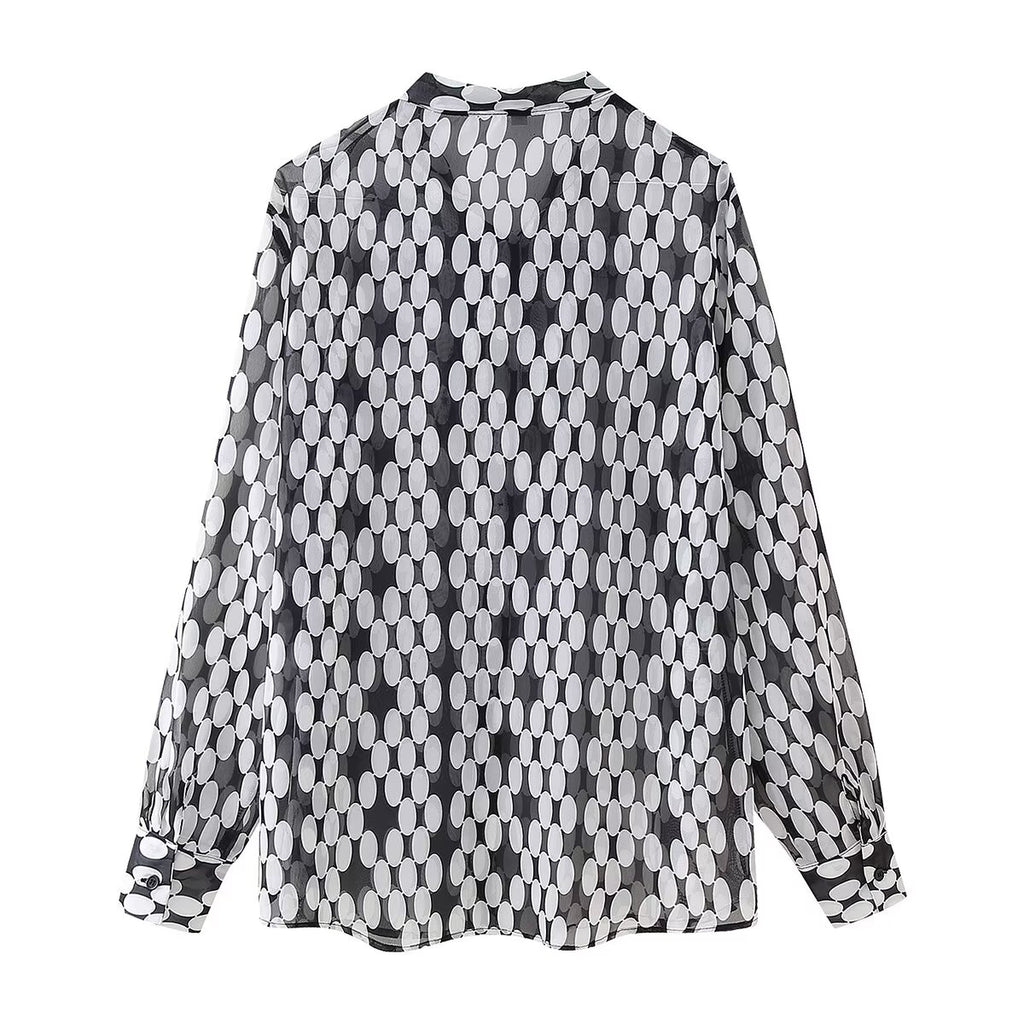 Women's Printed Chiffon Bowknot Decoration Shirt