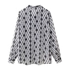 Women's Printed Chiffon Bowknot Decoration Shirt