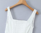 Women's White Embroidered Lace-Up Mini Dress