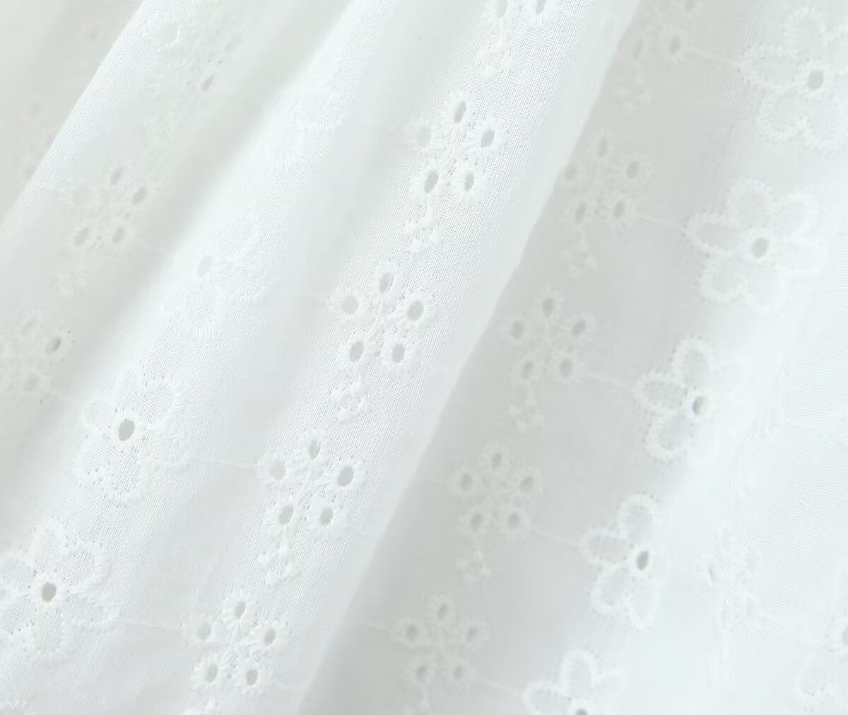 Women's White Embroidered Lace-Up Mini Dress
