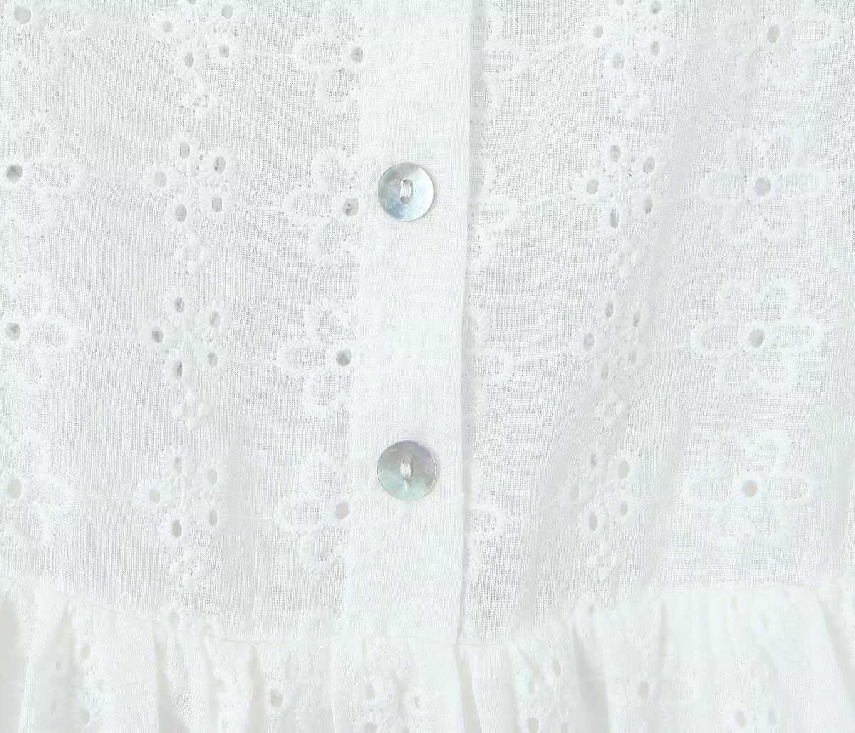 Women's White Embroidered Lace-Up Mini Dress