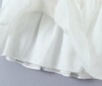Women's White Embroidered Lace-Up Mini Dress