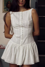 Women's French Lace Embroidered Backless A-Line Dress
