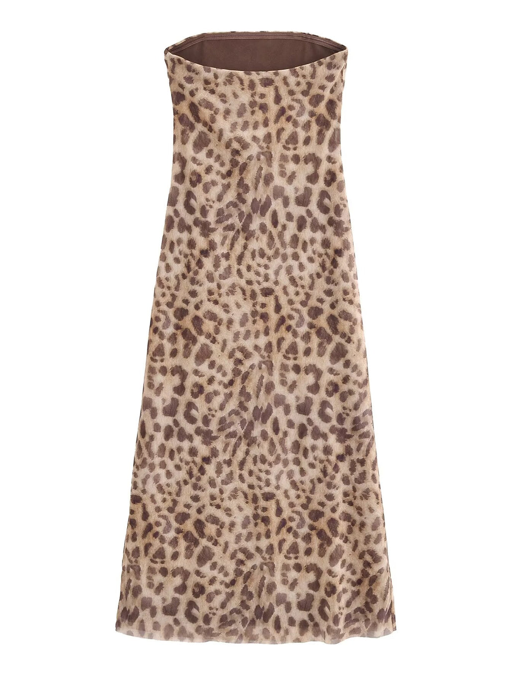 Elegant Leopard Print Strapless Dress