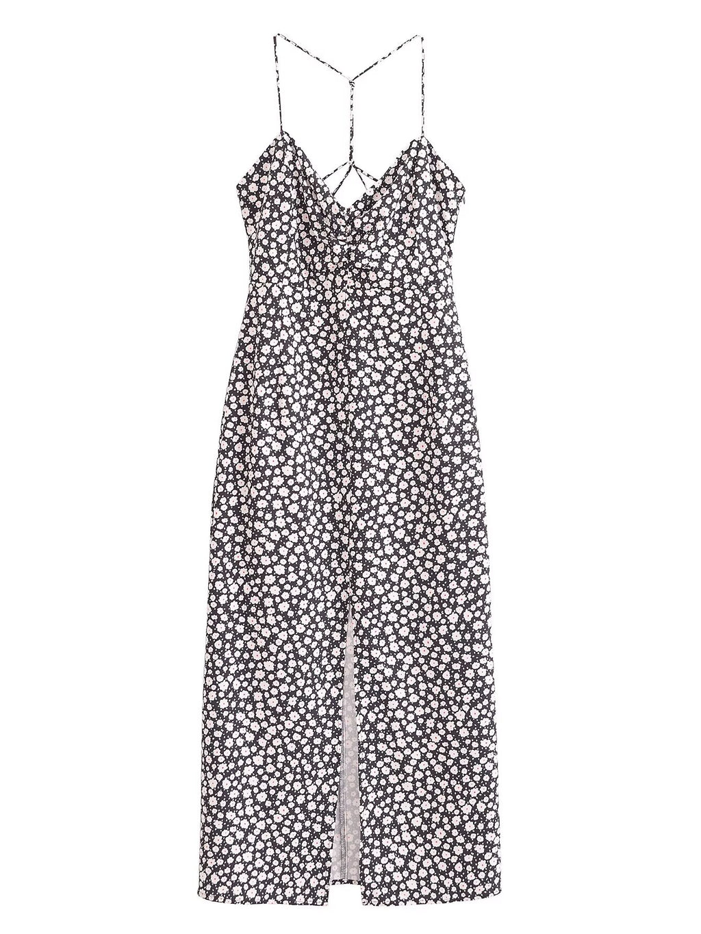 Women's Halter Floral Split Sleeveless Midi Dress