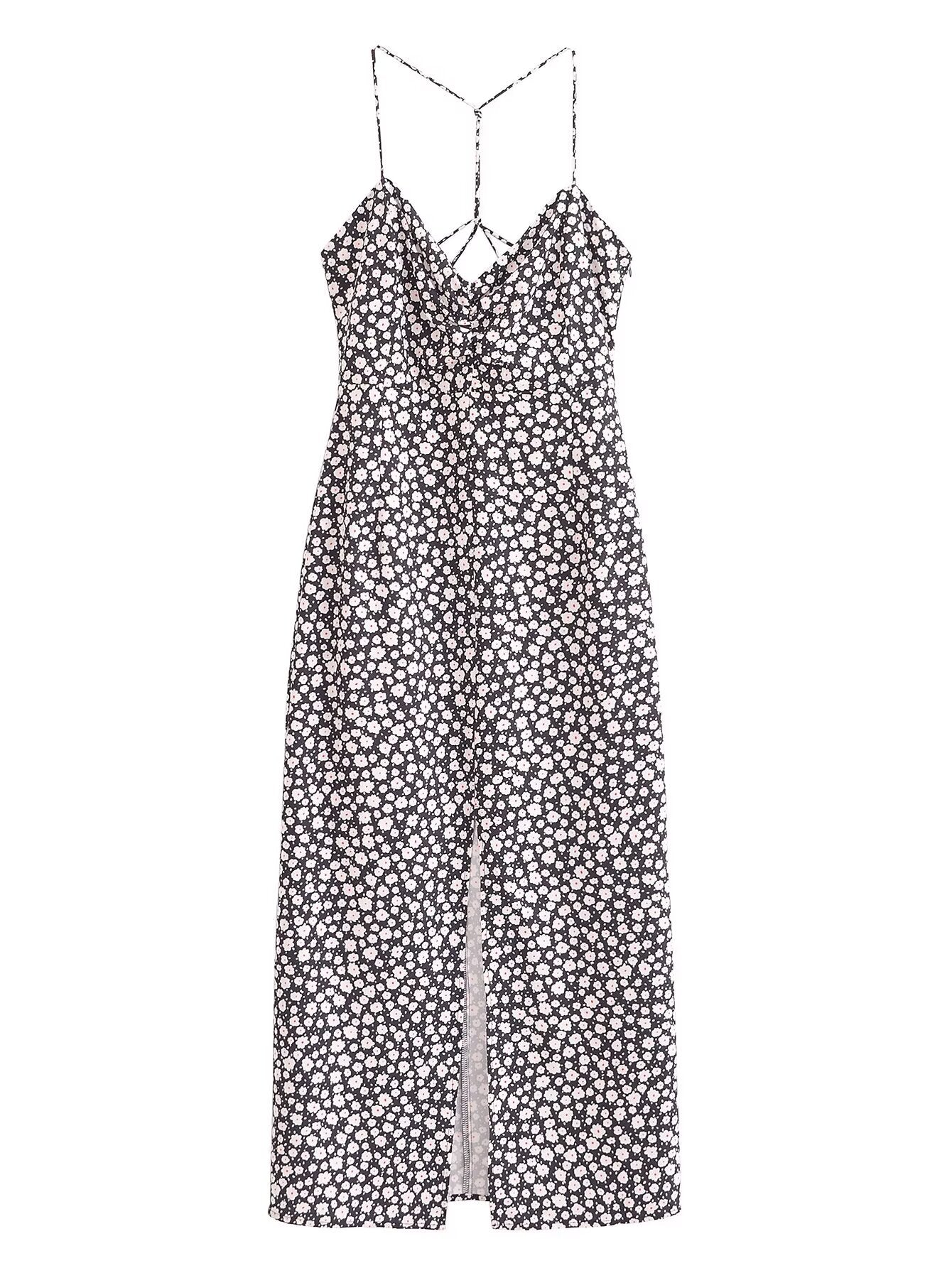 Women's Halter Floral Split Sleeveless Midi Dress