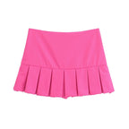 Spring Street Design Solid Color Wide Pleated Skirt
