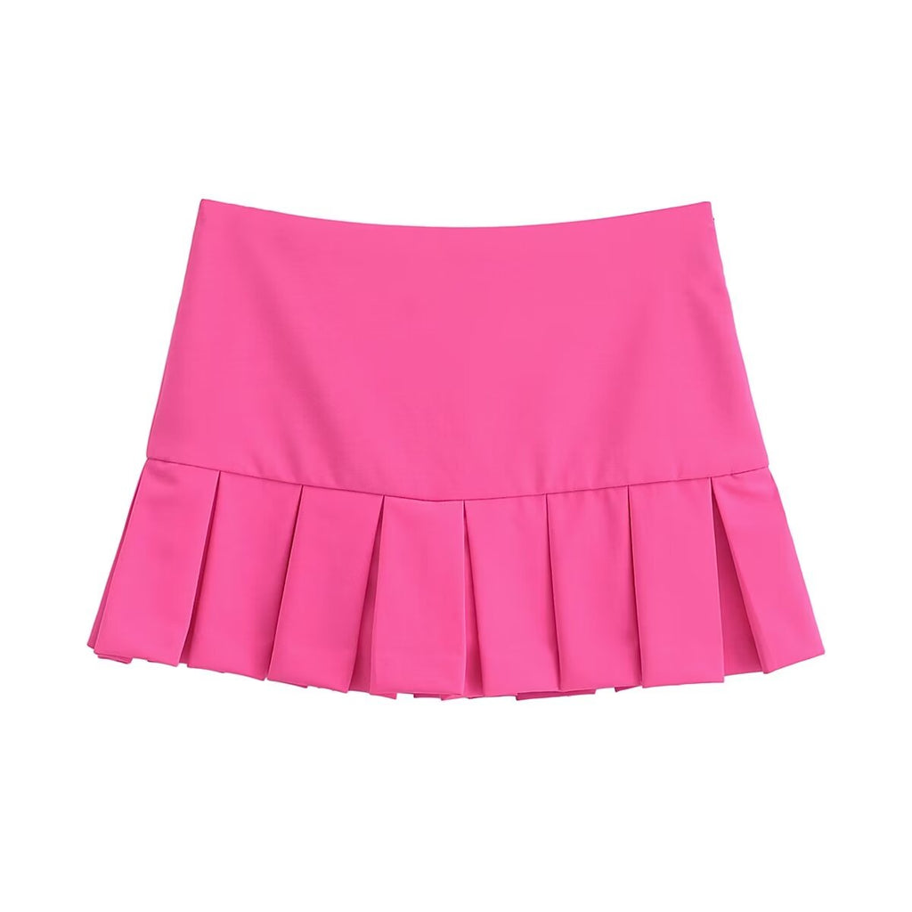 Spring Street Design Solid Color Wide Pleated Skirt