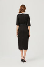 Women's Floral Belted Split Midi Dress