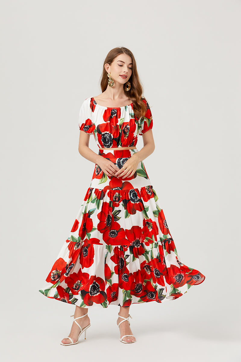Women's Off-Shoulder Top & Skirt Set