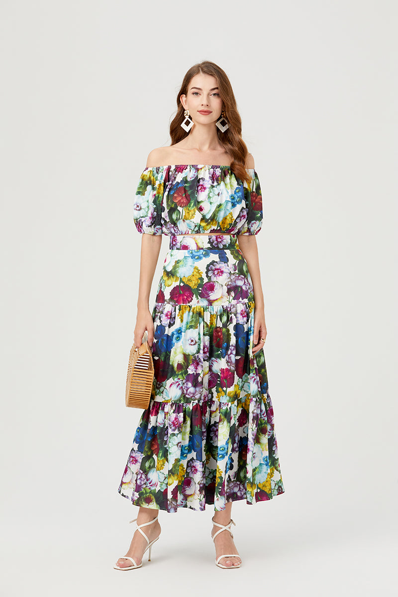 Women's Off-Shoulder Top & Skirt Set