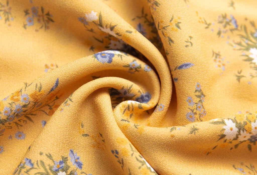 Women's Yellow Floral Square-Neck Midi Dress