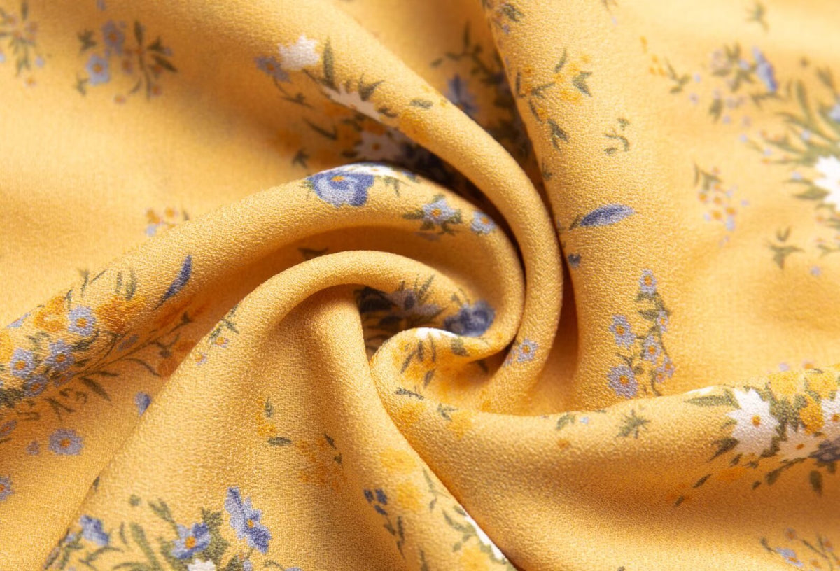 Women's Yellow Floral Square-Neck Midi Dress