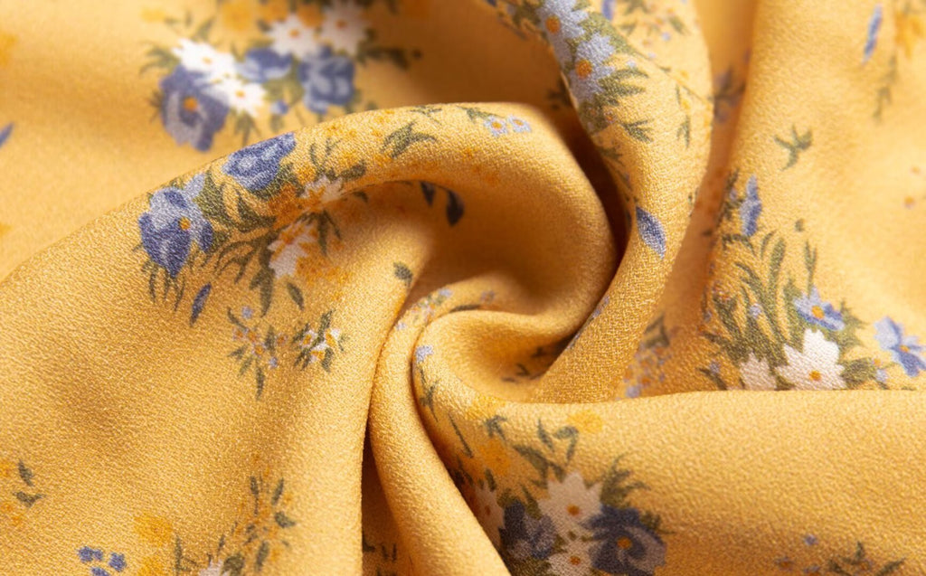 Women's Yellow Floral Square-Neck Midi Dress