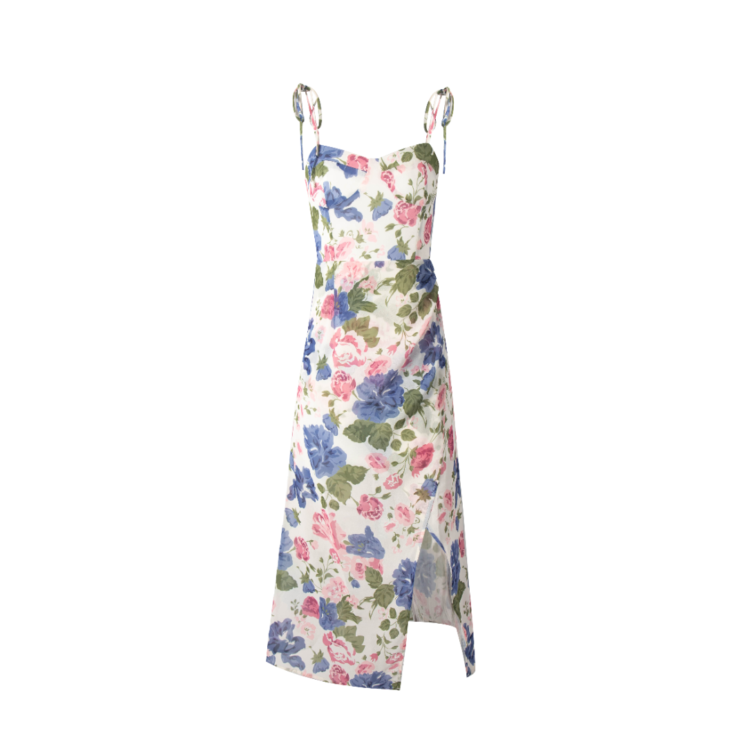Women's Floral Cami Pleated Split Dress