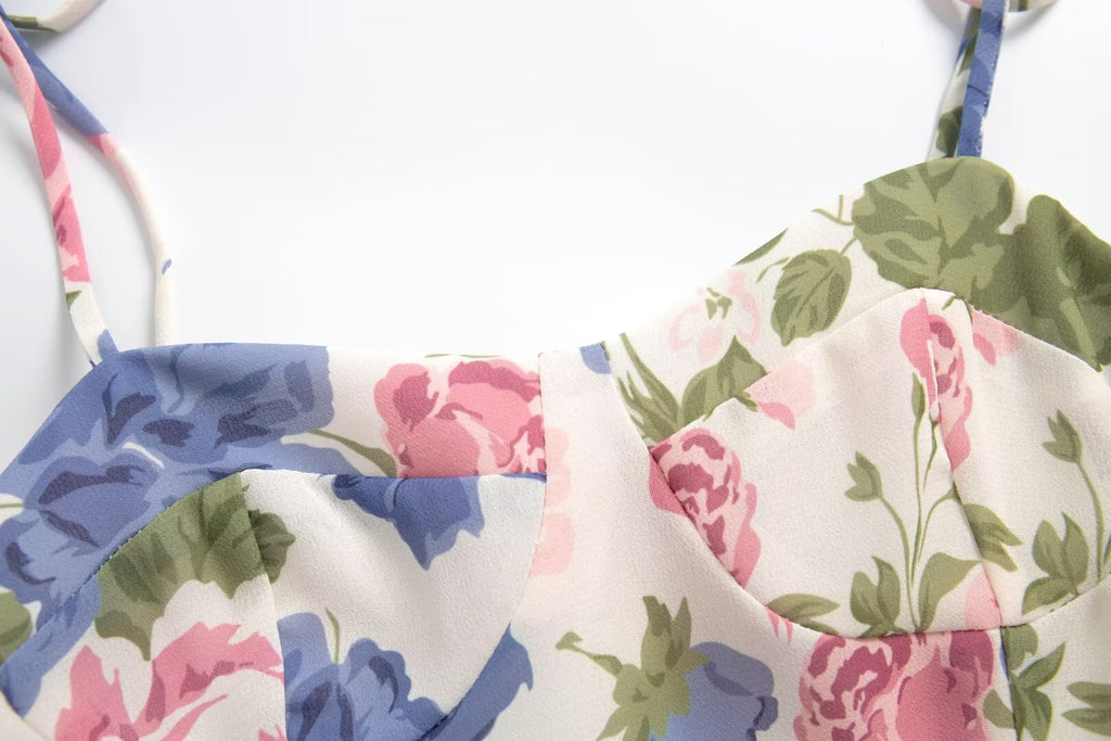 Women's Floral Cami Pleated Split Dress