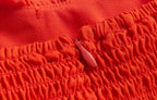 Women's Red Lace Puff-Sleeve Ruffle Dress