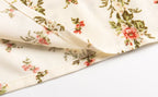 Beige Floral Flutter-Sleeve Dress