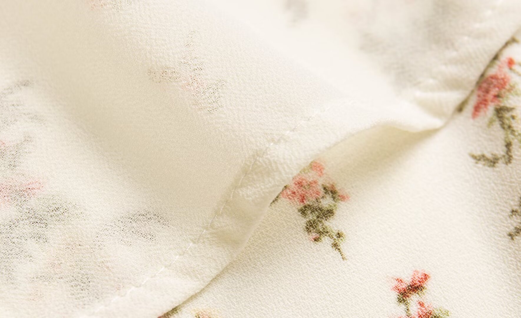 Beige Floral Flutter-Sleeve Dress