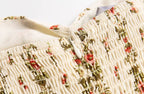 Beige Floral Flutter-Sleeve Dress