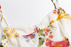 Women's Smocked Floral V-Neck Midi Dress