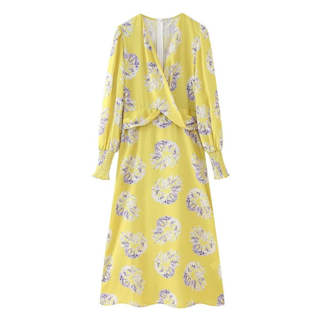 Floral V-Neck Long Sleeve Maxi Dress