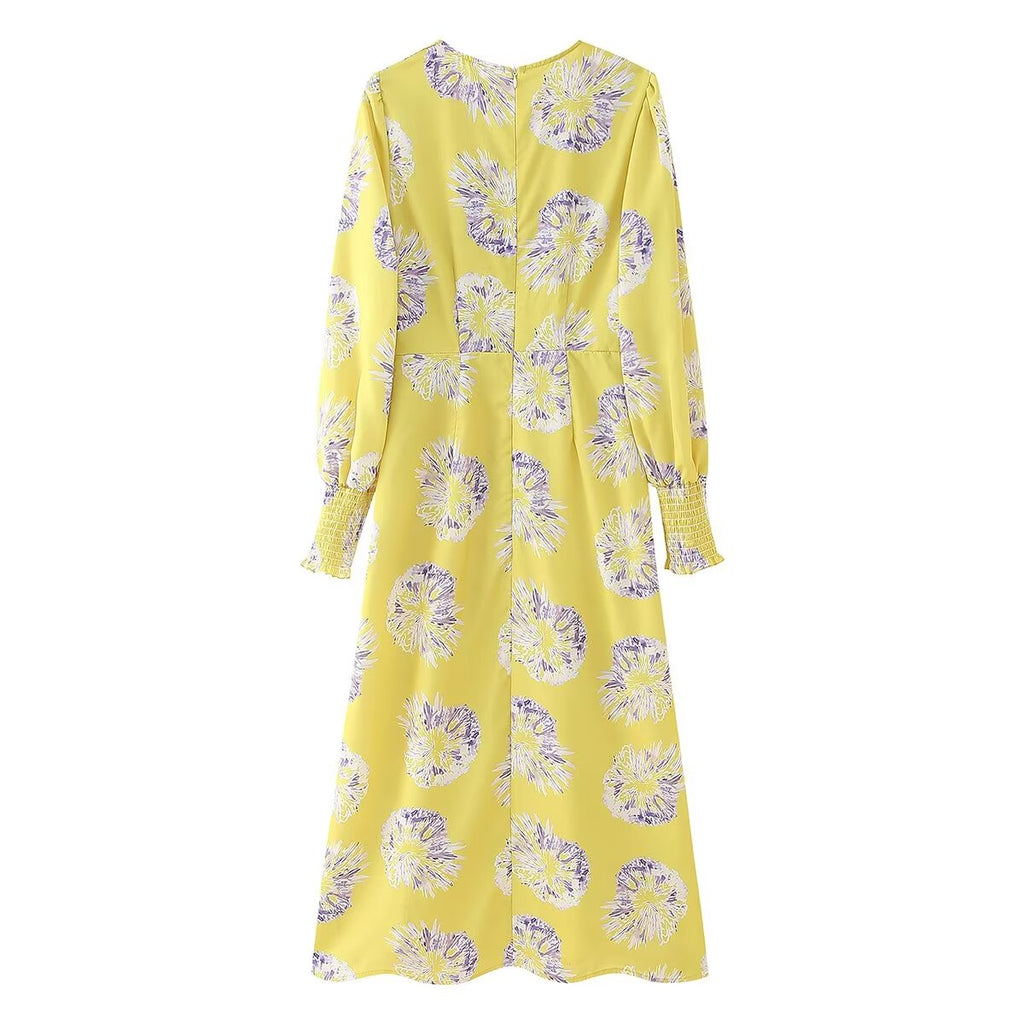Floral V-Neck Long Sleeve Maxi Dress