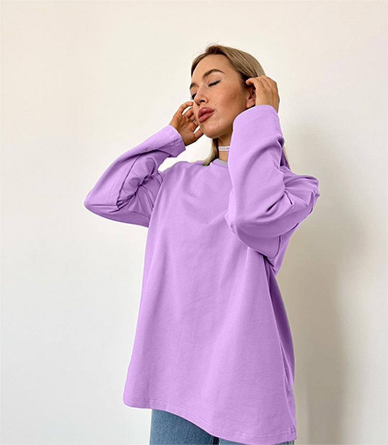 Women's Women's's Solid Color Long Sleeved T-Shirt Loose Basic Casual Cotton Top