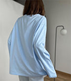 Women's Women's's Solid Color Long Sleeved T-Shirt Loose Basic Casual Cotton Top