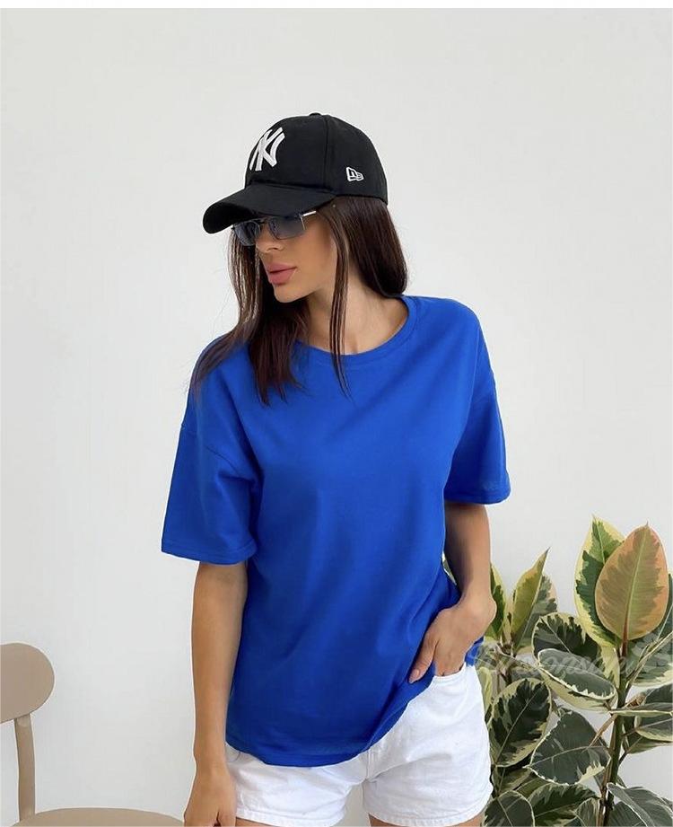 Women's Women's's Solid Color Short Sleeved Loose Large Cotton T-Shirt Simple Top