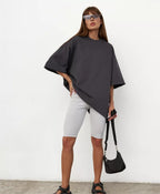 Women's Women's's Cotton T-Shirt Solid Color Short Sleeve Loose Large Version