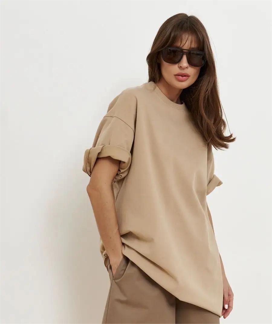 Women's Women's's Cotton T-Shirt Solid Color Short Sleeve Loose Large Version