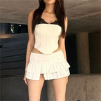 Women's Summer Lace Splicing Sling Coordinated Two-Piece Set