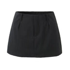 Retro Low Waist Vertical Stripes Anti Exposure Summer Skirt