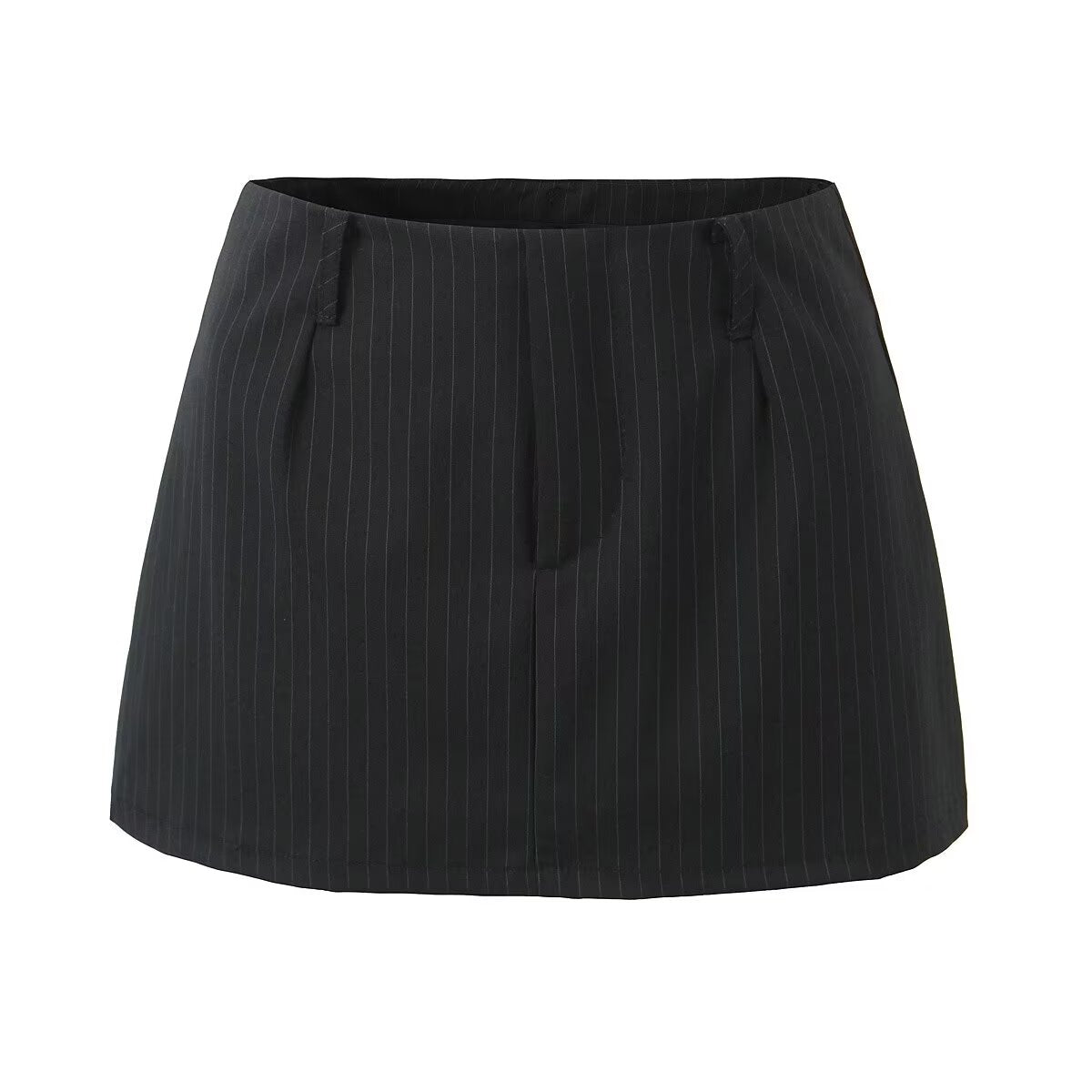 Retro Low Waist Vertical Stripes Anti Exposure Summer Skirt