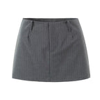 Retro Low Waist Vertical Stripes Anti Exposure Summer Skirt