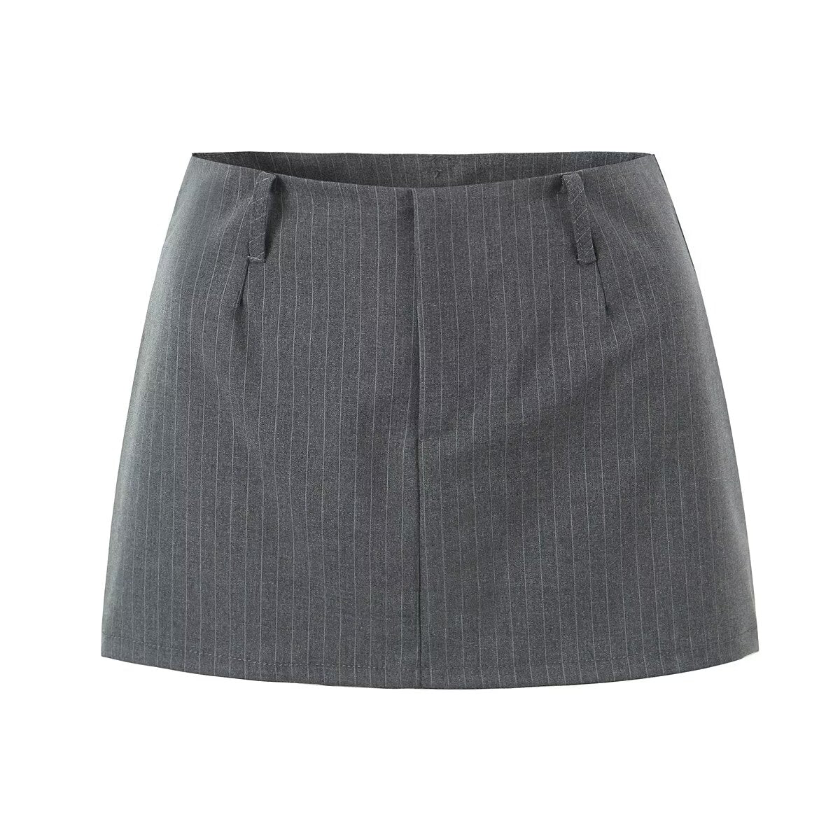 Retro Low Waist Vertical Stripes Anti Exposure Summer Skirt
