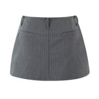 Retro Low Waist Vertical Stripes Anti Exposure Summer Skirt
