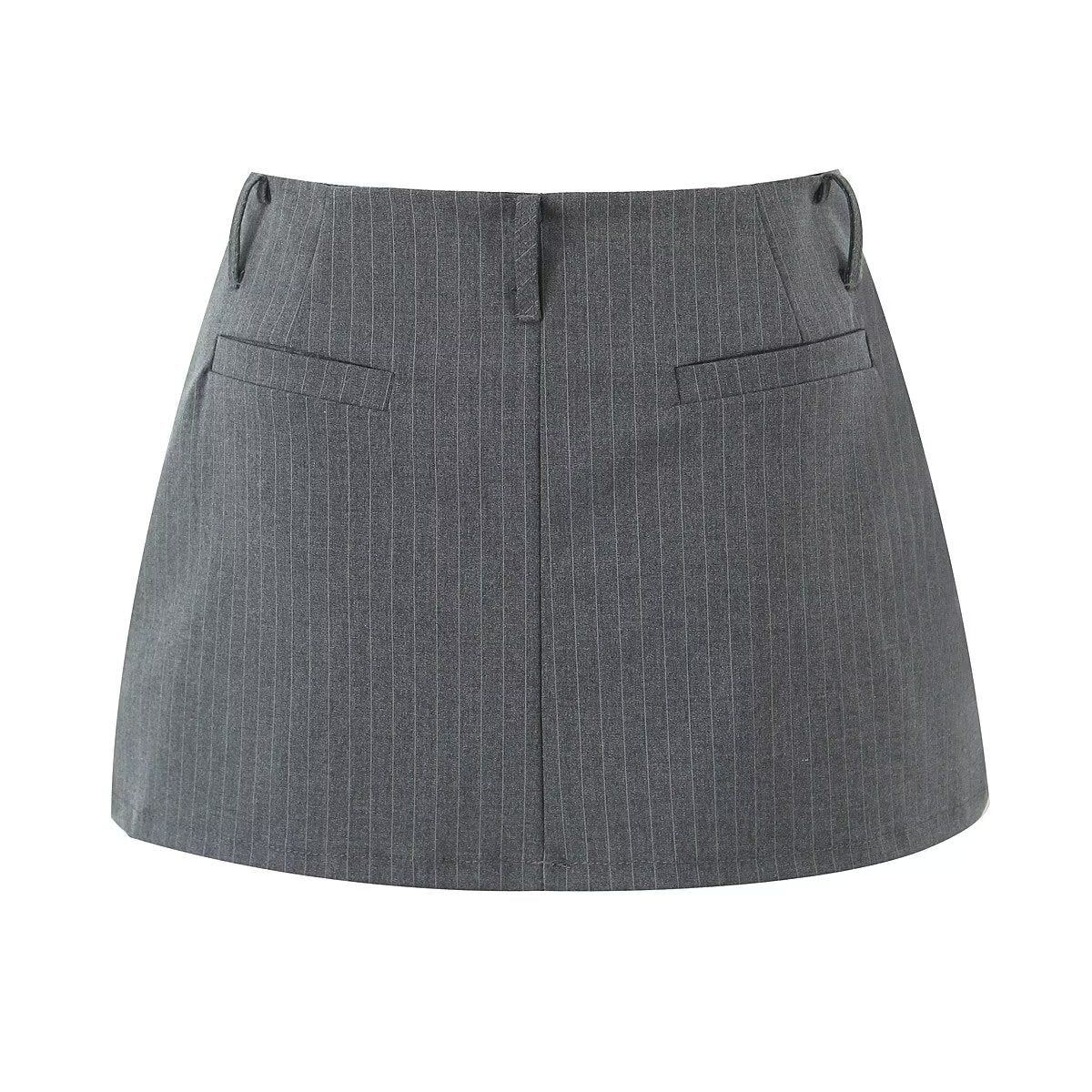 Retro Low Waist Vertical Stripes Anti Exposure Summer Skirt