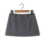 Retro Low Waist Vertical Stripes Anti Exposure Summer Skirt