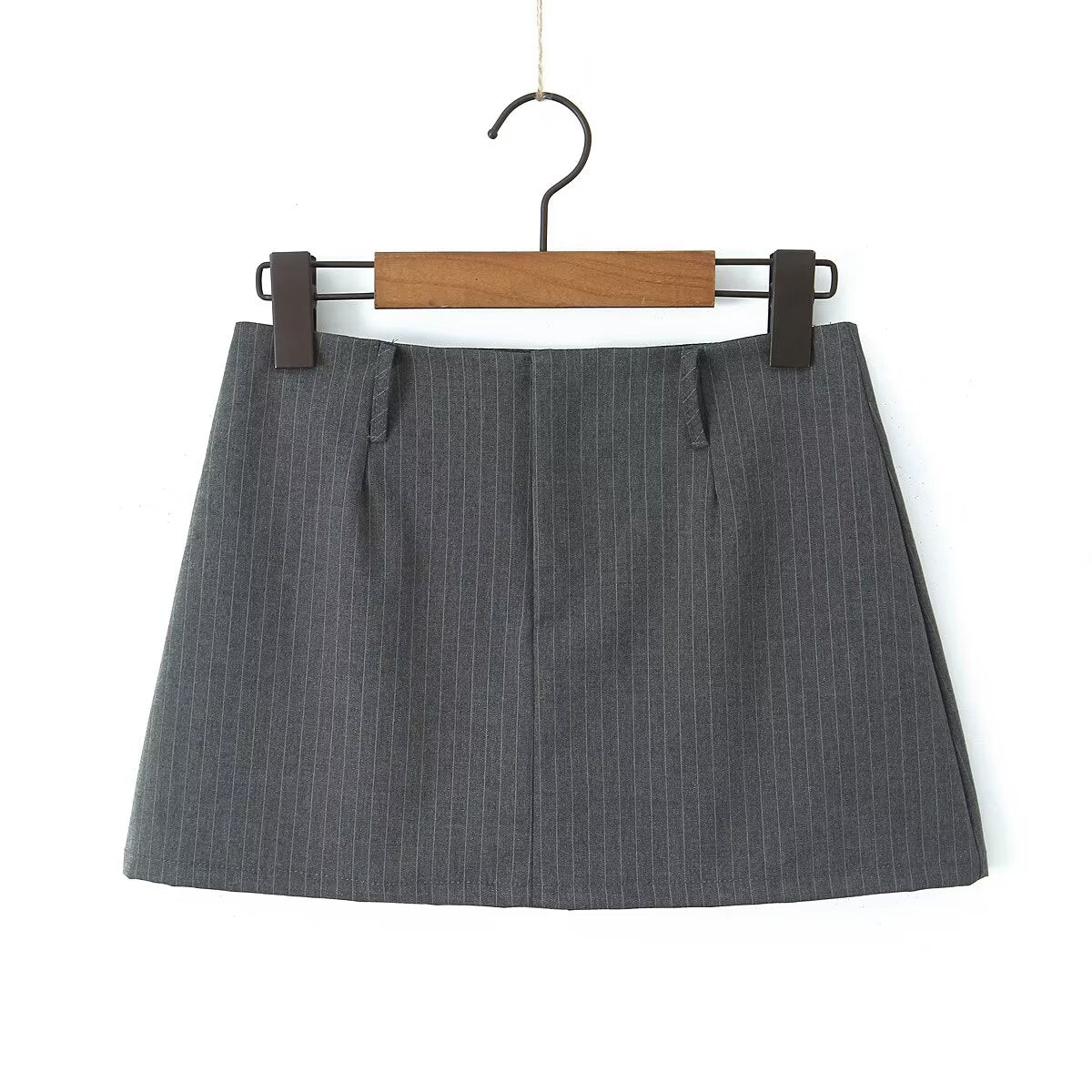 Retro Low Waist Vertical Stripes Anti Exposure Summer Skirt