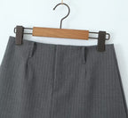 Retro Low Waist Vertical Stripes Anti Exposure Summer Skirt