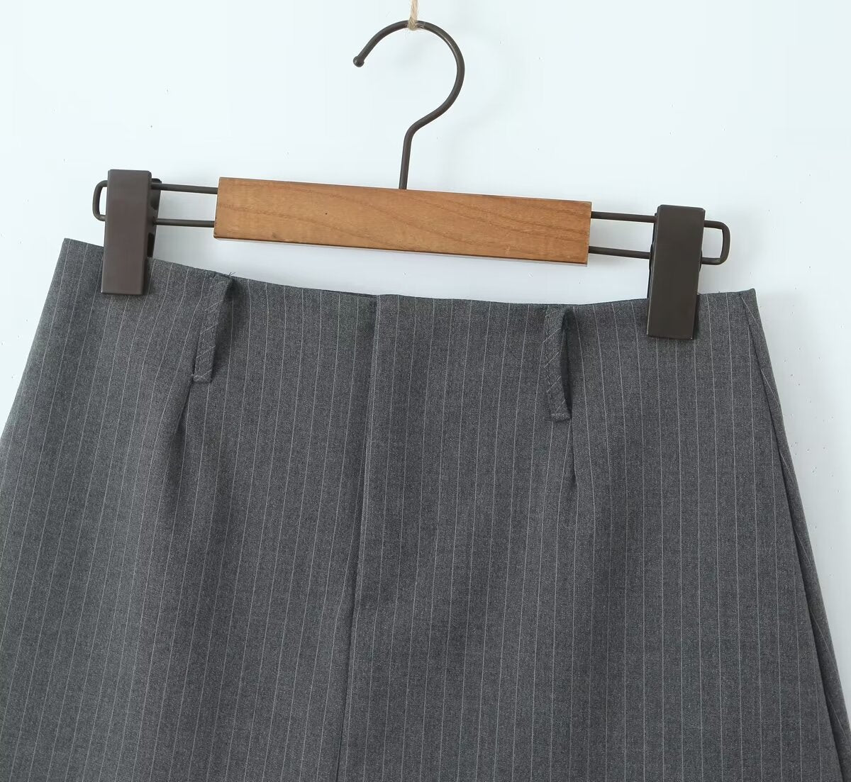Retro Low Waist Vertical Stripes Anti Exposure Summer Skirt