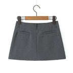 Retro Low Waist Vertical Stripes Anti Exposure Summer Skirt